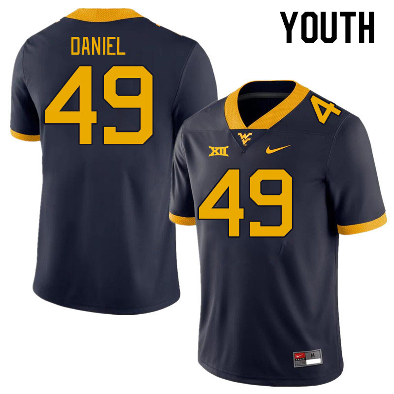 Youth #49 Zyir Daniel West Virginia Mountaineers College Football Jerseys Stitched Sale-Navy